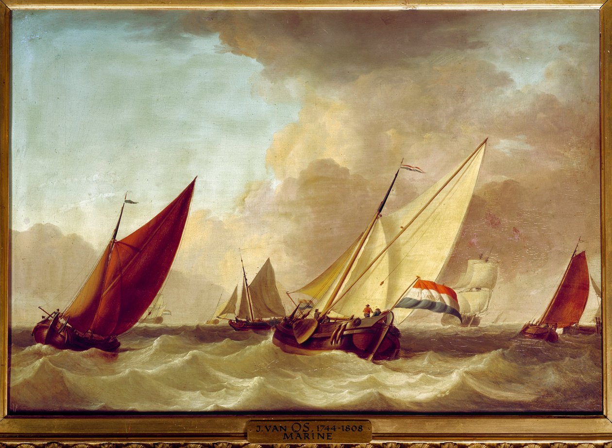Jan van Os (1744-1808) tarafından Denizcilik Tablosu 18. yüzyıl Güneşi. 0,52 X 0,73 m by Jan van Os