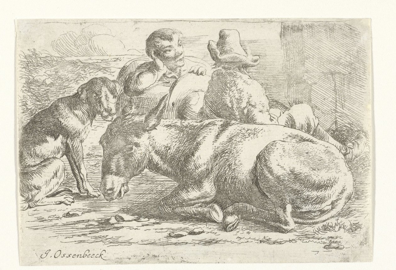 İki dinlenme eşek sürücüleri by Jan van Ossenbeeck
