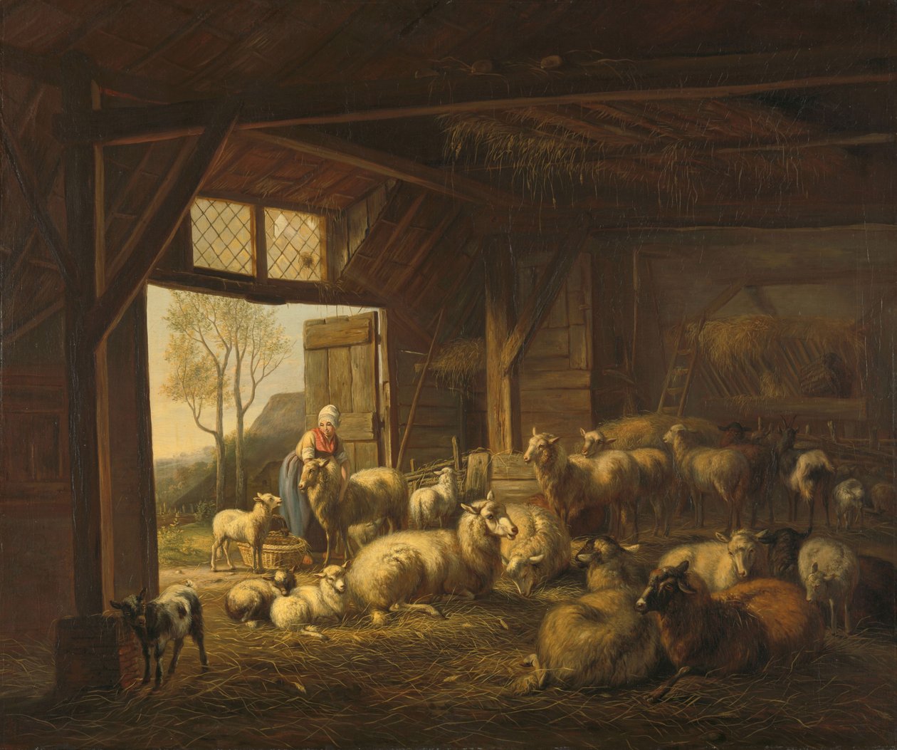 Ahırdaki Koyun ve Keçiler by Jan van Ravenswaay