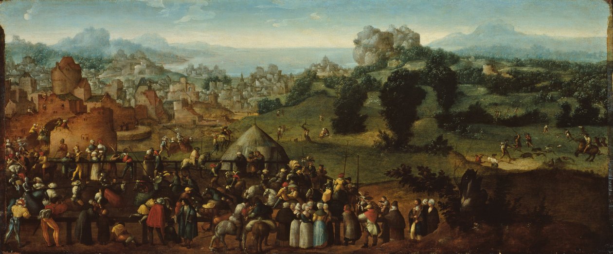 Turnuva ve Avcılarla Manzara by Jan van Scorel