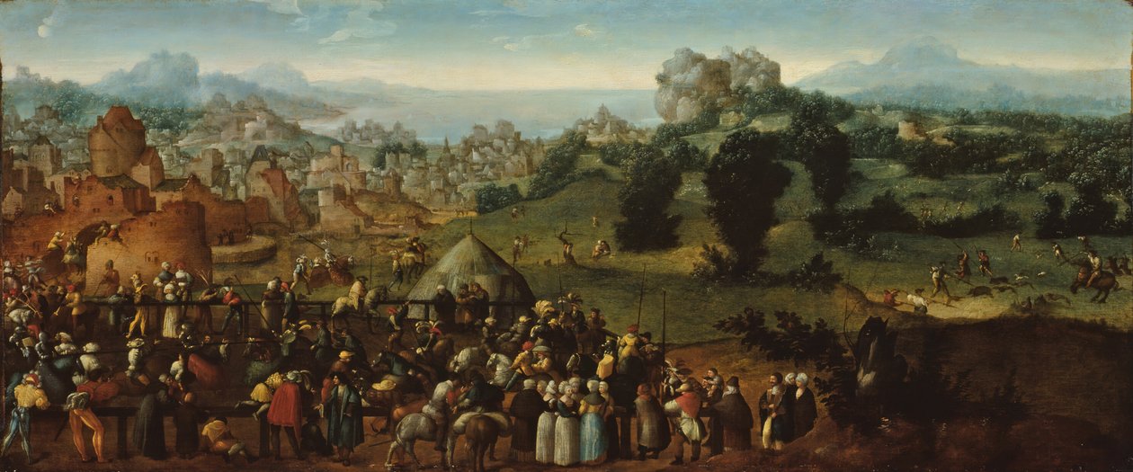 Turnuva ve Avcılarla Manzara, 151920. by Jan van Scorel