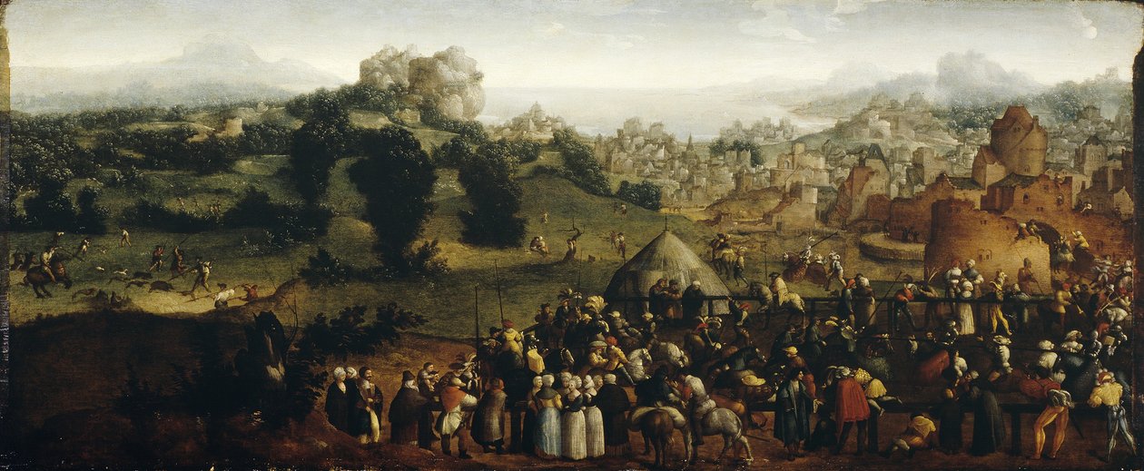 Turnuva ve avcılarla manzara, 1519-20 by Jan van Scorel
