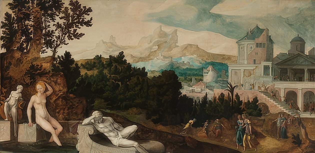 Bathsheba ile manzara. 1540-45 civarı by Jan van Scorel