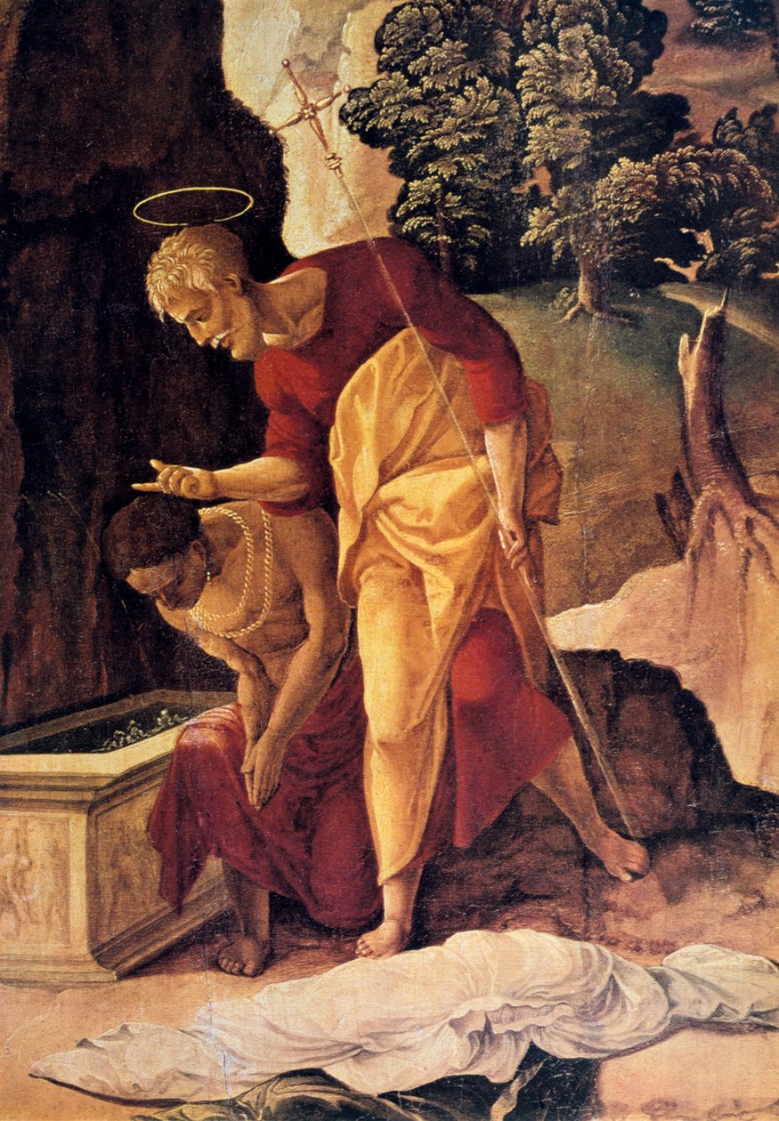Hadımı Vaftiz Eden Havari Filipus, detay, 16. yüzyıl. by Jan van Scorel