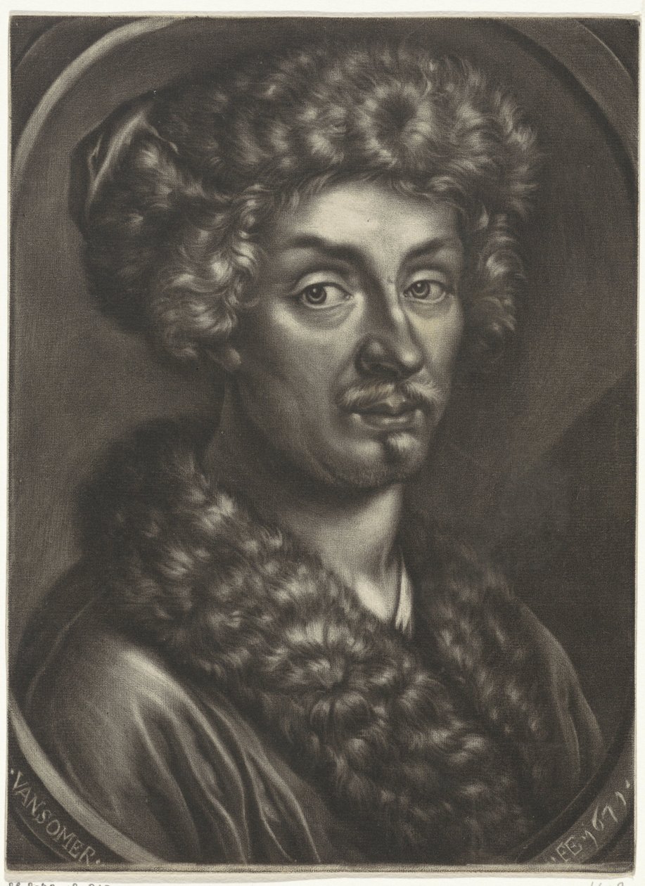Kürk şapkalı bir adamın portresi by Jan van Somer