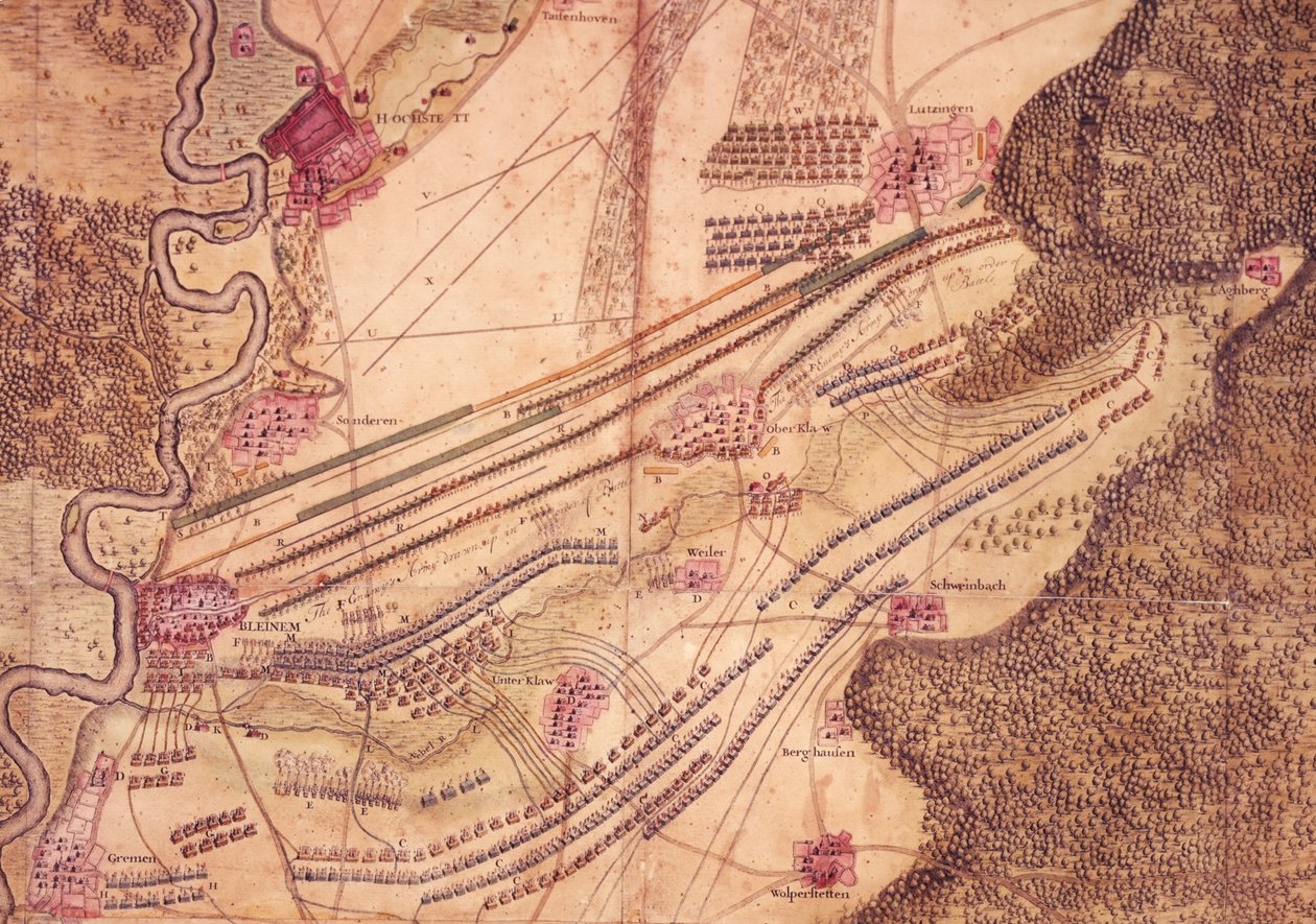Blenheim Savaşı Planı, c.1705 (renkli taş) by Jan van Vianen