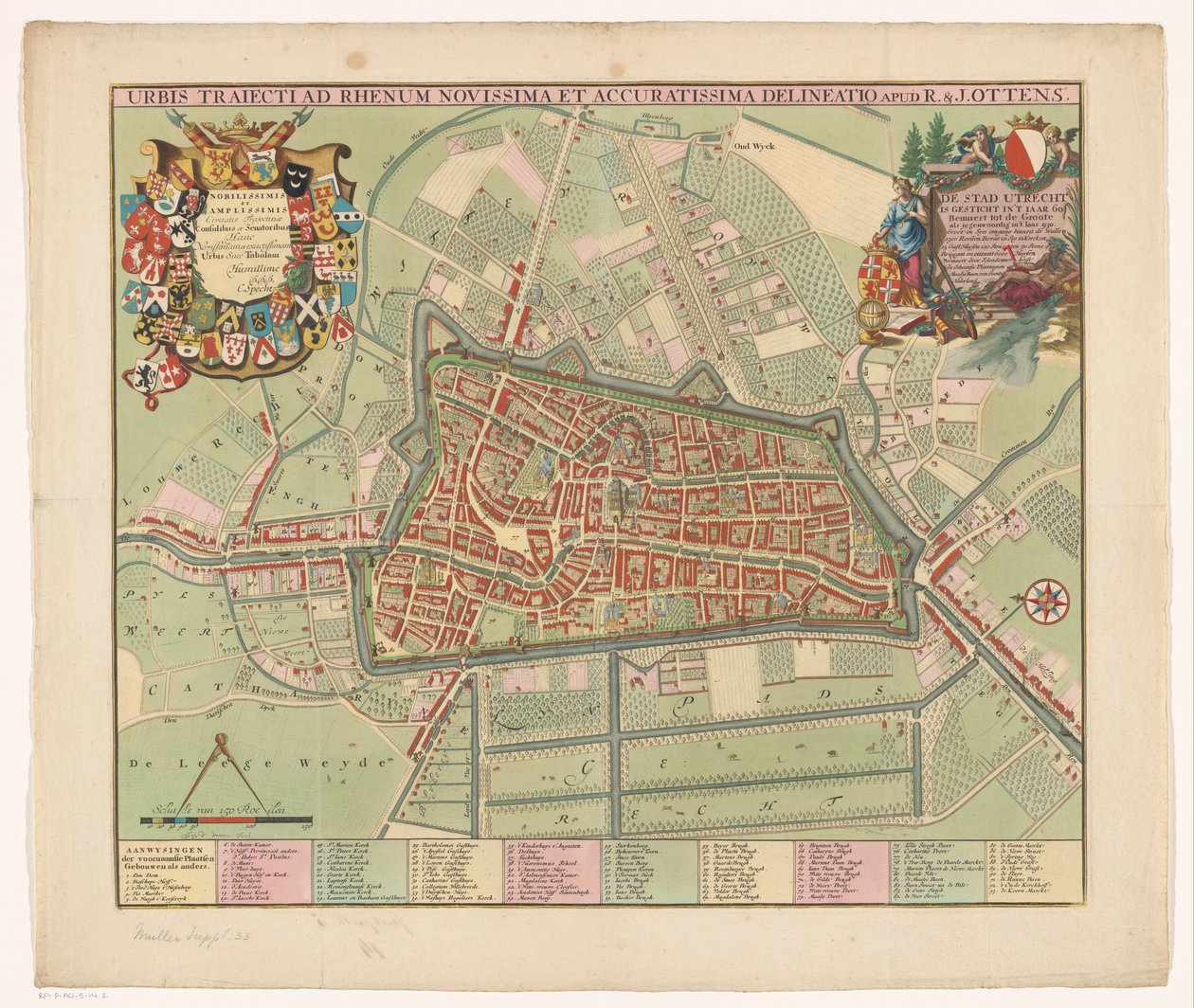 Plattegrond van de stad Utrecht Ren Nehri üzerindeki Trajecto şehrinin son ve en doğru taslağı (nesne üzerindeki başlık) by Jan van Vianen