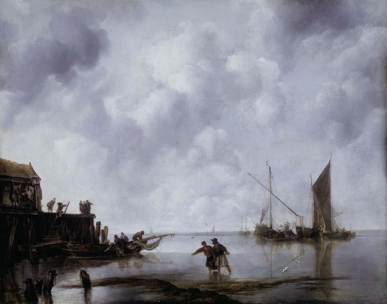 Sakin Bir Balıkçı Tekneleri by Jan van de Capelle or Cappelle