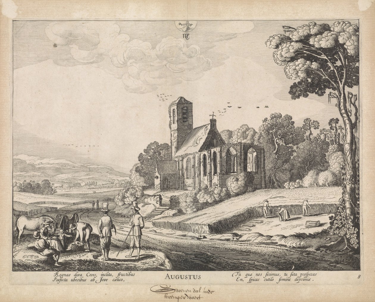 Augustus Augustus (nesne üzerindeki başlık) Köy manzaralı on iki ay (dizi başlığı) by Jan van de Velde (II)
