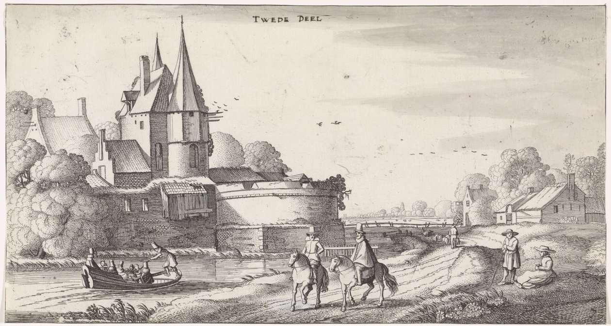 Bir nehir manzarasında bir kalede rakamlar Playsante manzaraları ve eğlenceli sahneler (dizi başlığı) by Jan van de Velde (II)