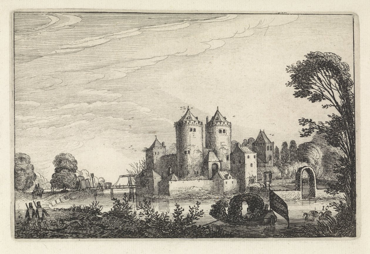 Bir kalede bir eğlence teknesinde rakamlar Manzaralar (dizi başlığı) Amenissimae aliquot requculae (dizi başlığı) by Jan van de Velde (II)