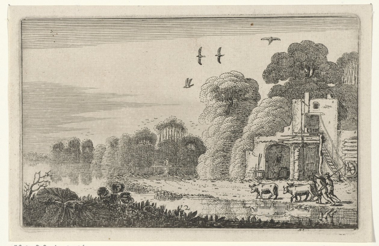 çizimler koeien bij een ruïne ile tanıştı Harabeler (dizi adı) (dizi adı) by Jan van de Velde (II)