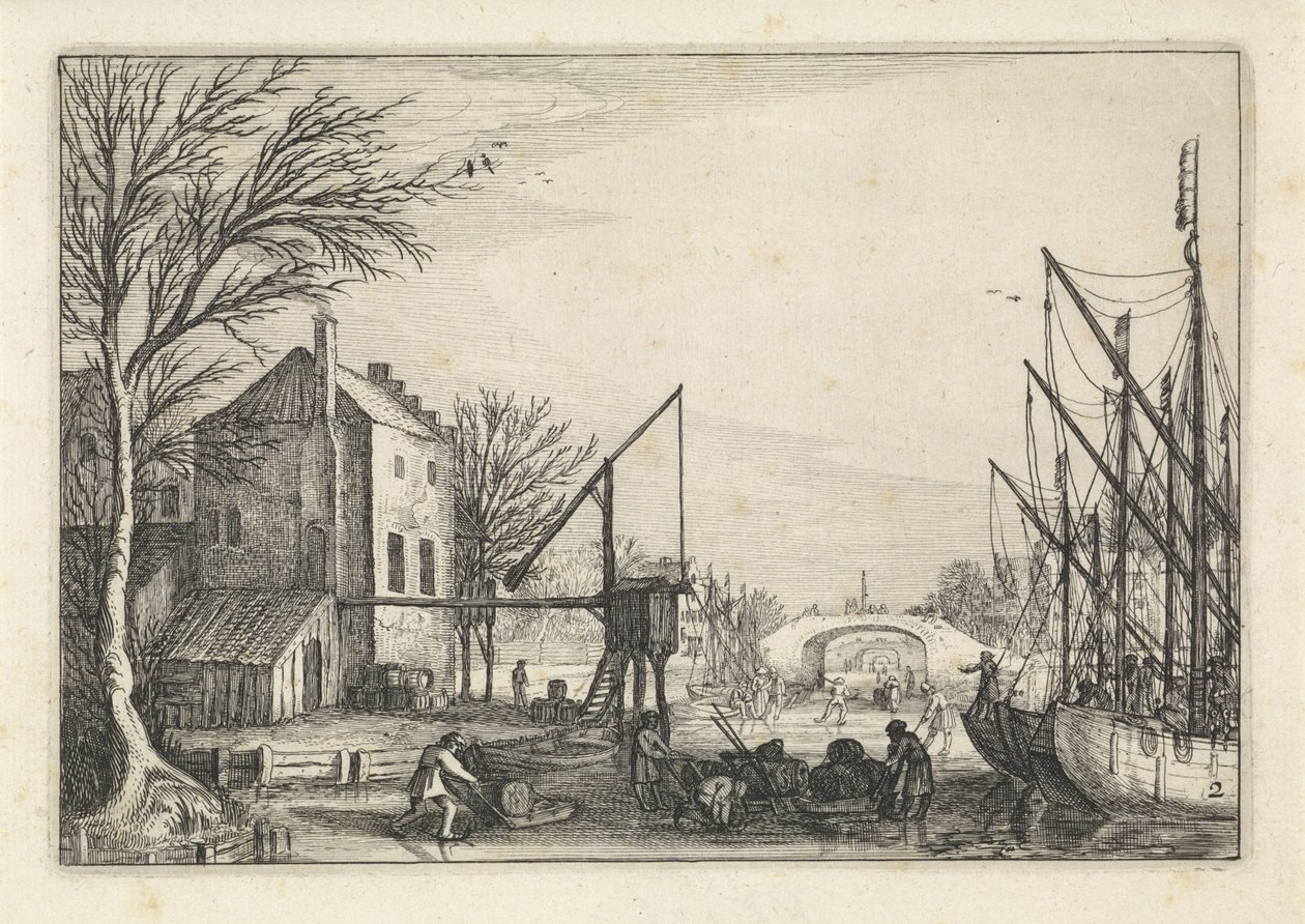 Bir bira fabrikasında buzdaki rakamlar Manzaralar (dizi başlığı) Amenissimae aliquot requculae (dizi başlığı) by Jan van de Velde (II)