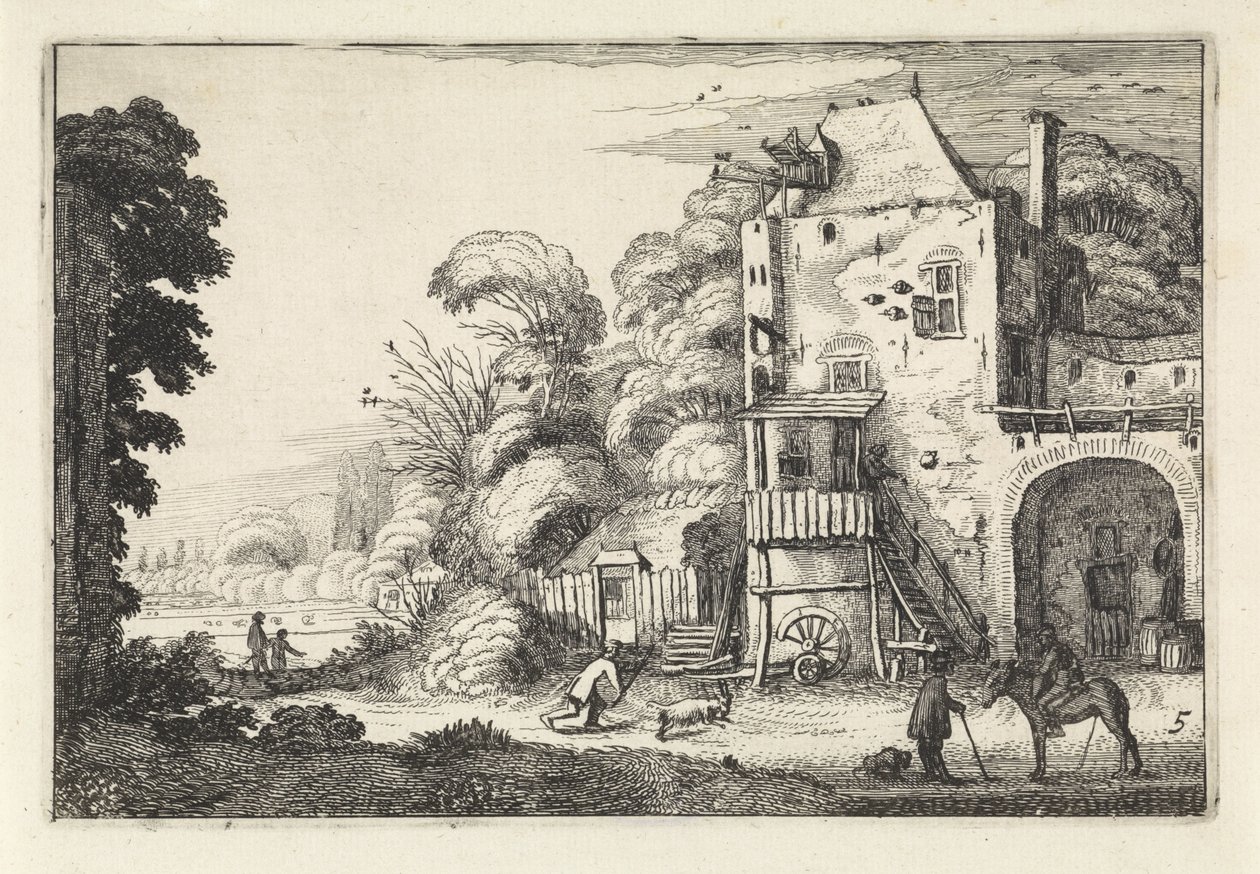 Bir manzara içinde Inn Manzaralar (dizi başlığı) Amenissimae aliquot requculae (dizi başlığı) by Jan van de Velde (II)