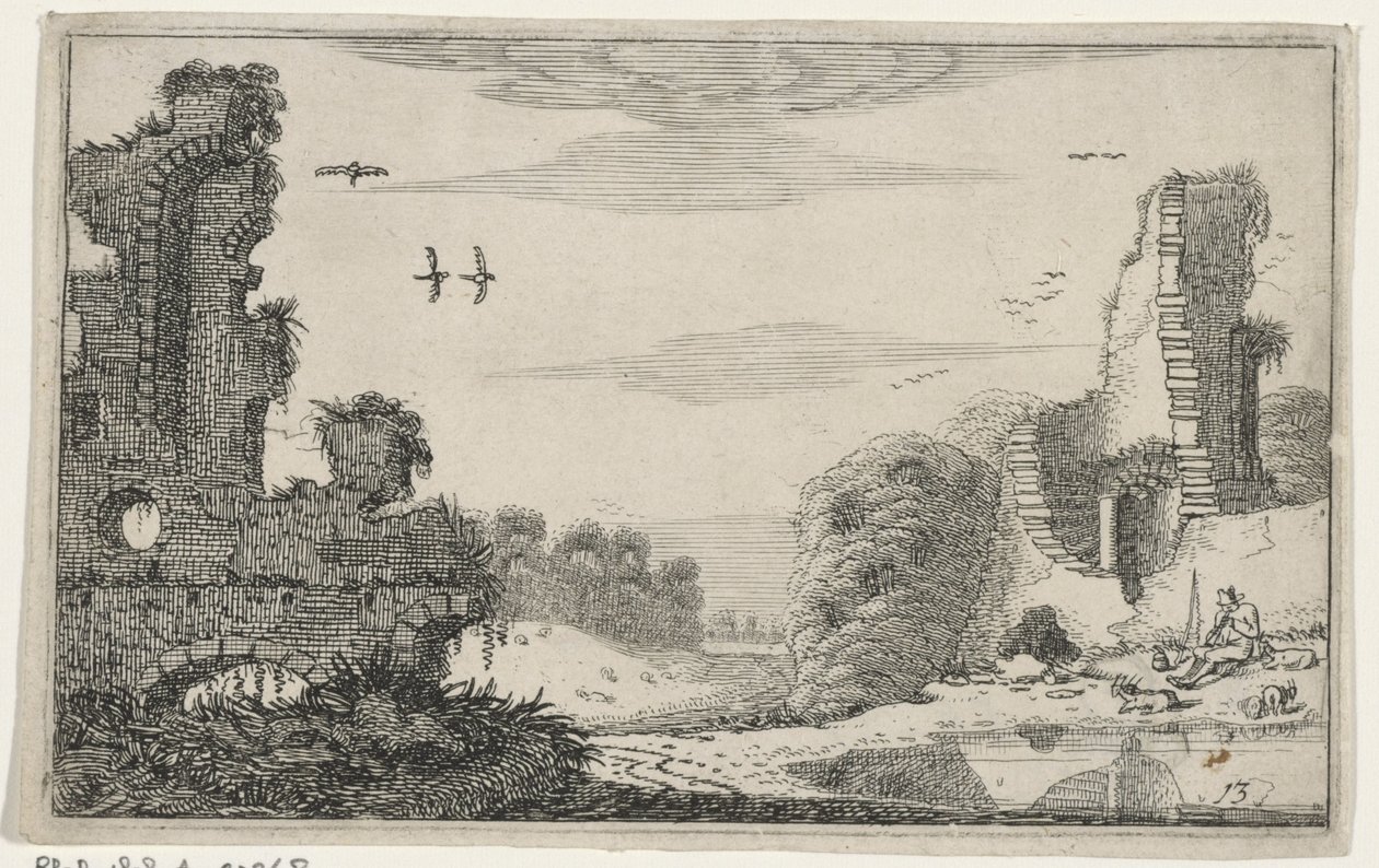 Herder bij een ruïne Harabeler (dizi adı) (dizi adı) by Jan van de Velde (II)