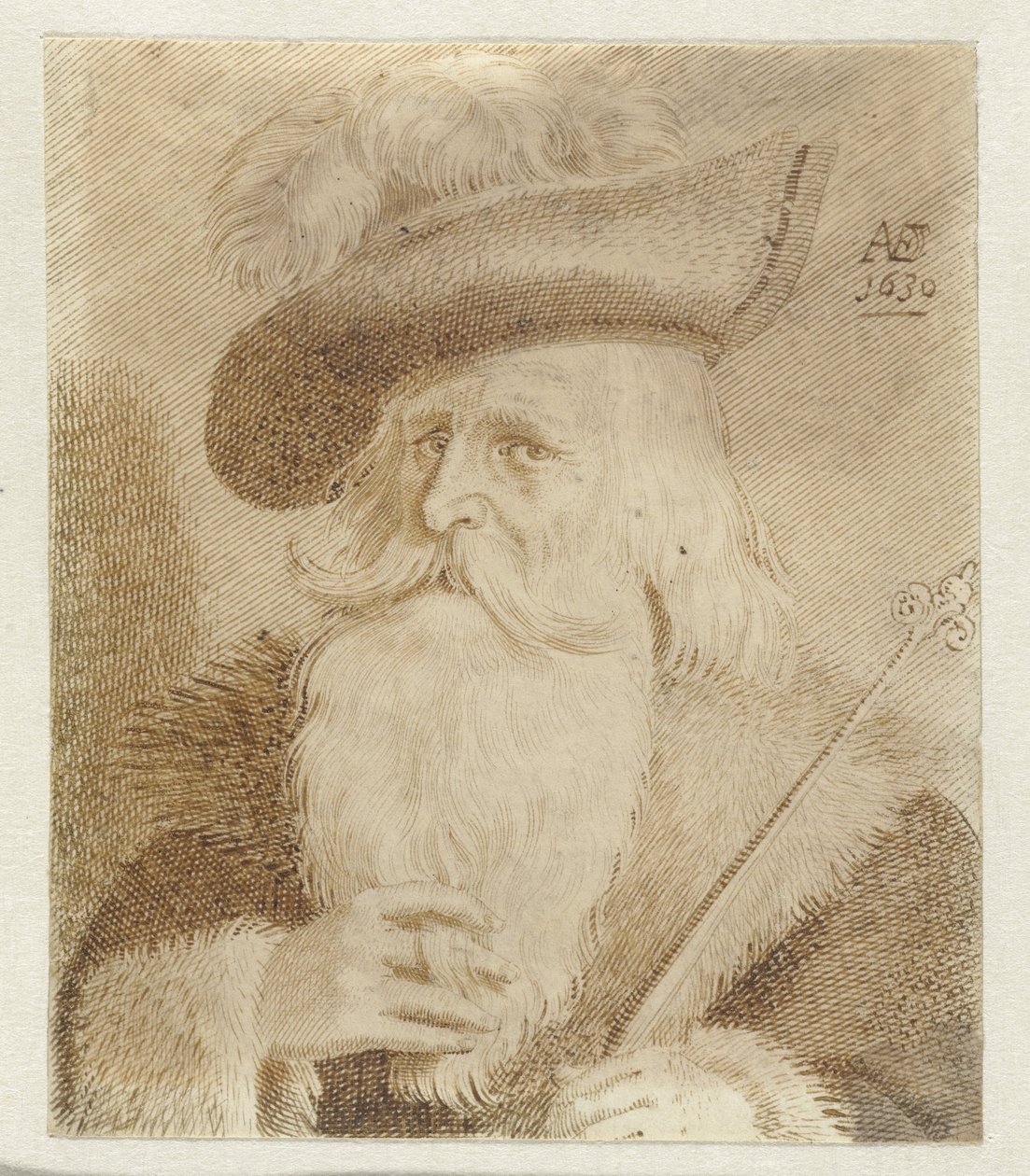 Kürk yakalı, şapkalı ve personelli adam by Jan van de Velde (II)