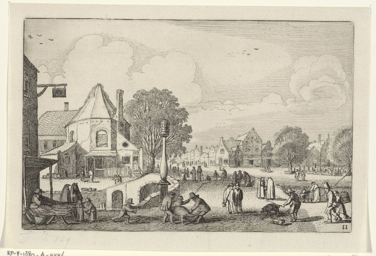 Bir şehirde pazar günü Manzaralar (dizi başlığı) Amenissimae aliquot requculae (dizi başlığı) by Jan van de Velde (II)