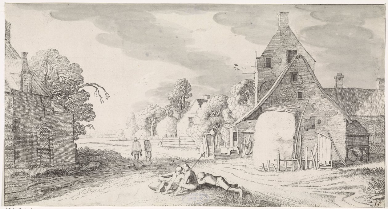 Köyde bir yol boyunca köylüleri dinlendirmek Playsante manzaraları ve eğlenceli sahneler (dizi başlığı) by Jan van de Velde (II)