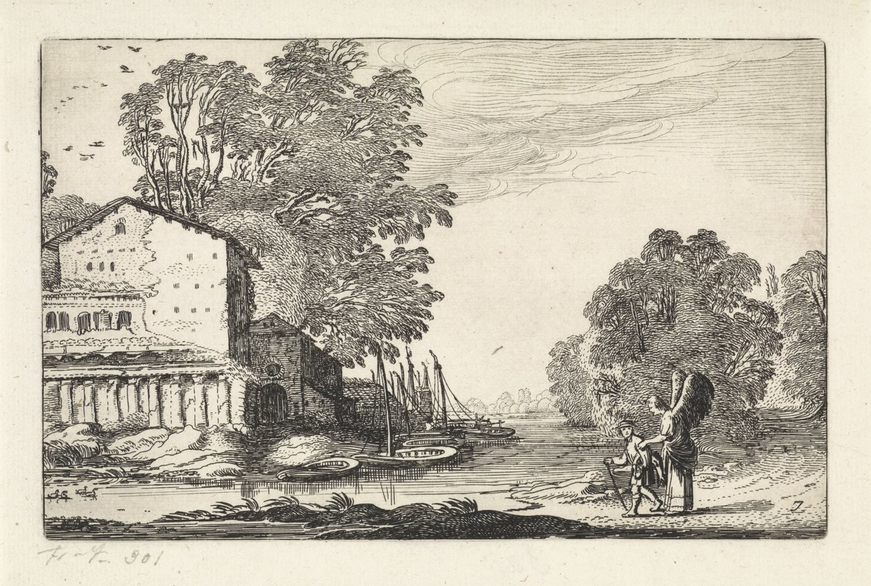 Harap Bir Manzarada Tobias ve Melek Manzaralar (dizi başlığı) Amenissimae aliquot requculae (dizi başlığı) by Jan van de Velde (II)
