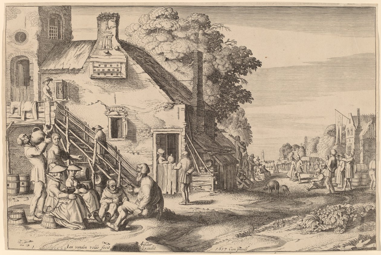 Bahar (Hanın önünde Köy Fuarı) by Jan van de Velde II
