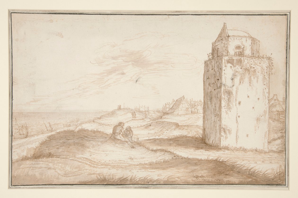 Zandvoort yakınlarındaki Kum Tepeleri ve Deniz Feneri by Jan van de Velde II