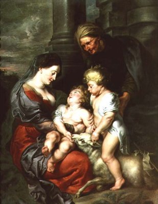 Aziz Elizabeth ve Bebek Aziz John Baptist ile Madonna ve Çocuk by Jan van den Hoecke
