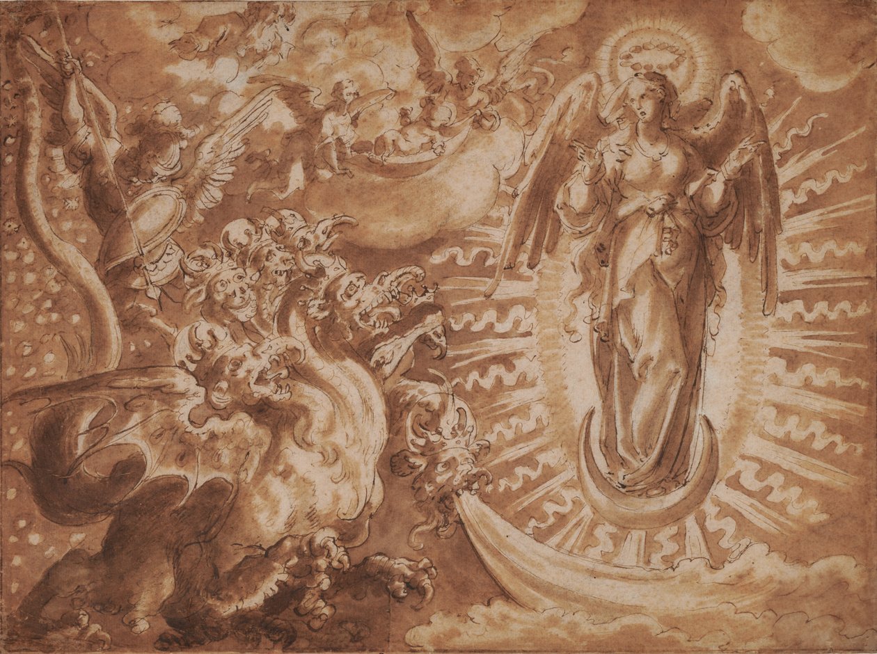 Güneşle giyinmiş kadın by Jan van der Straet