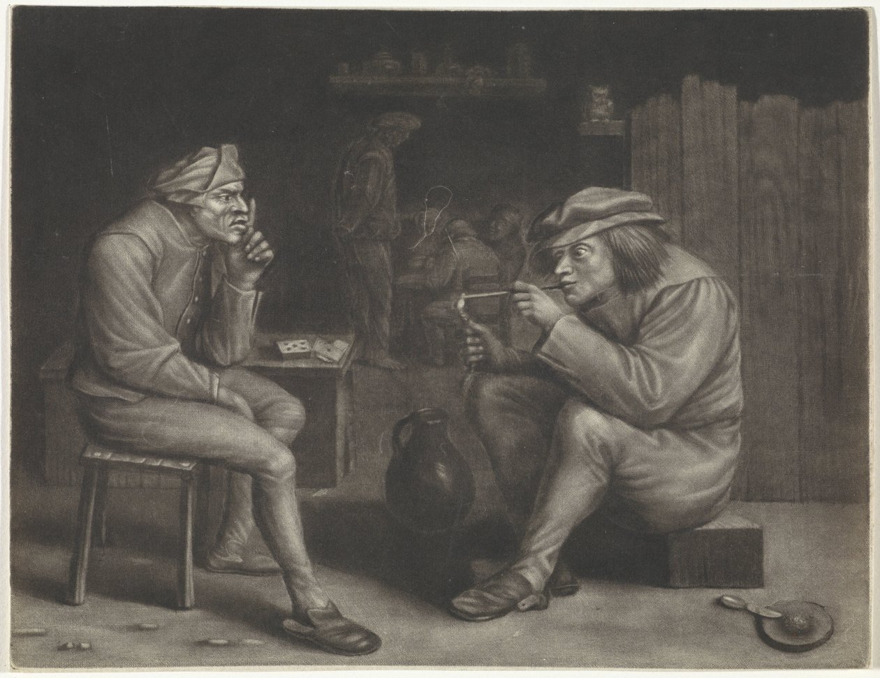 Adamın bir boruyu aydınlattığı pub sahnesi by Jan van der Bruggen