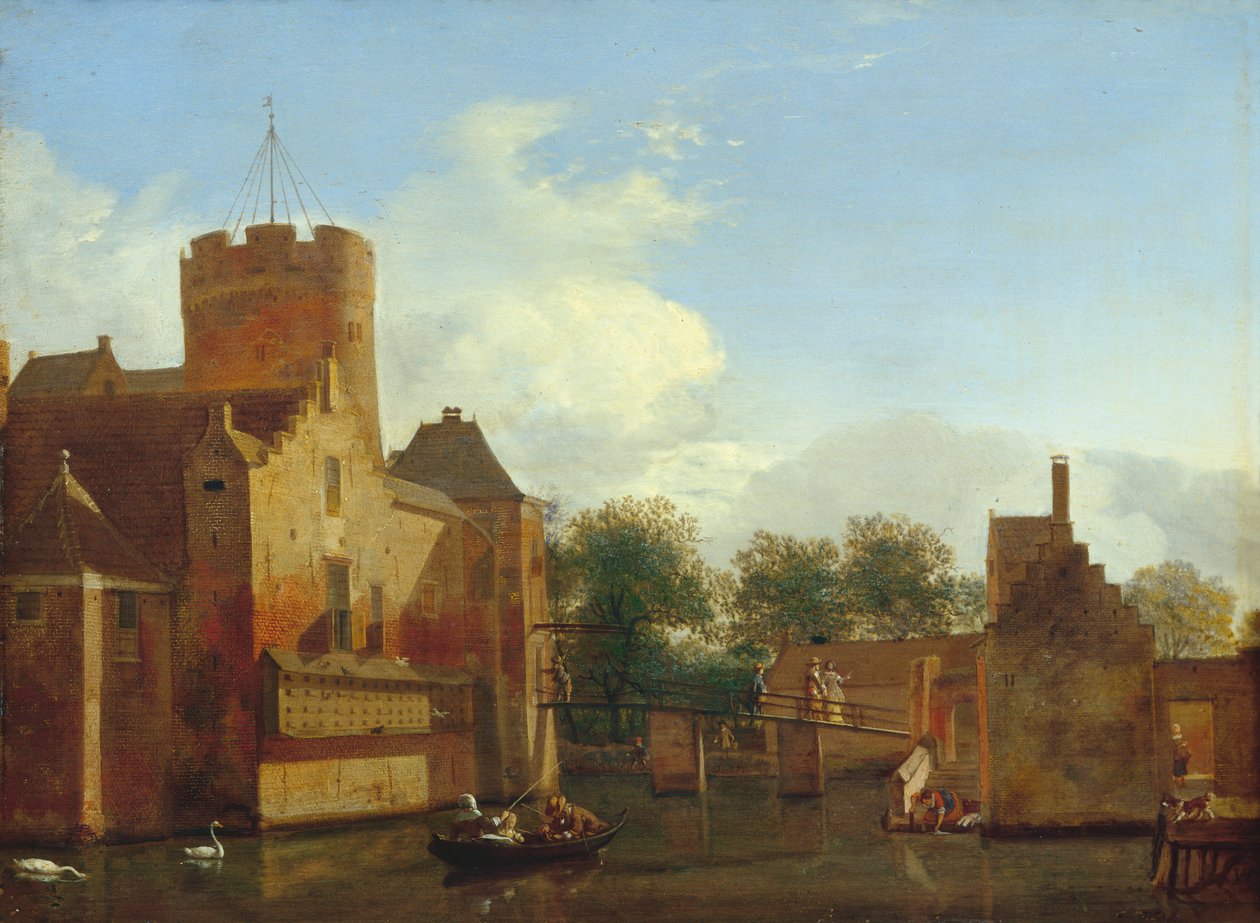 Hollanda#39;daki Loenerslot Kalesi, 1665-70 civarı (meşe üzerine yağlıboya) by Jan van der Heyden
