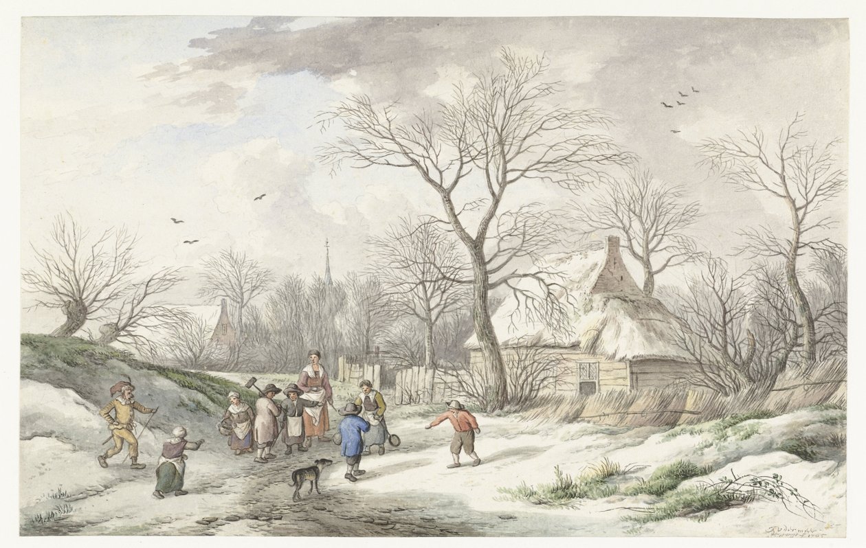 Kış: Salı günü Shrove için toplanıyor by Jan van der Meer (II)
