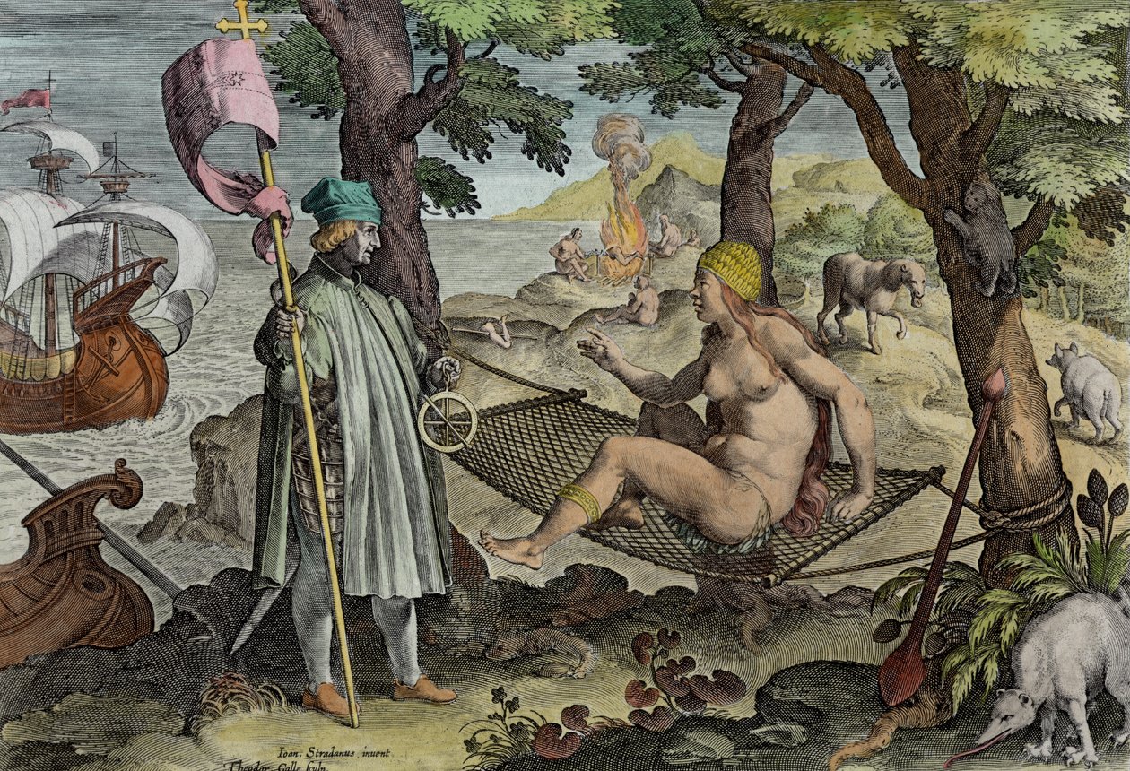 Vespucci Discovering America, Theodor Galle (1571-1633) tarafından oyulmuş 