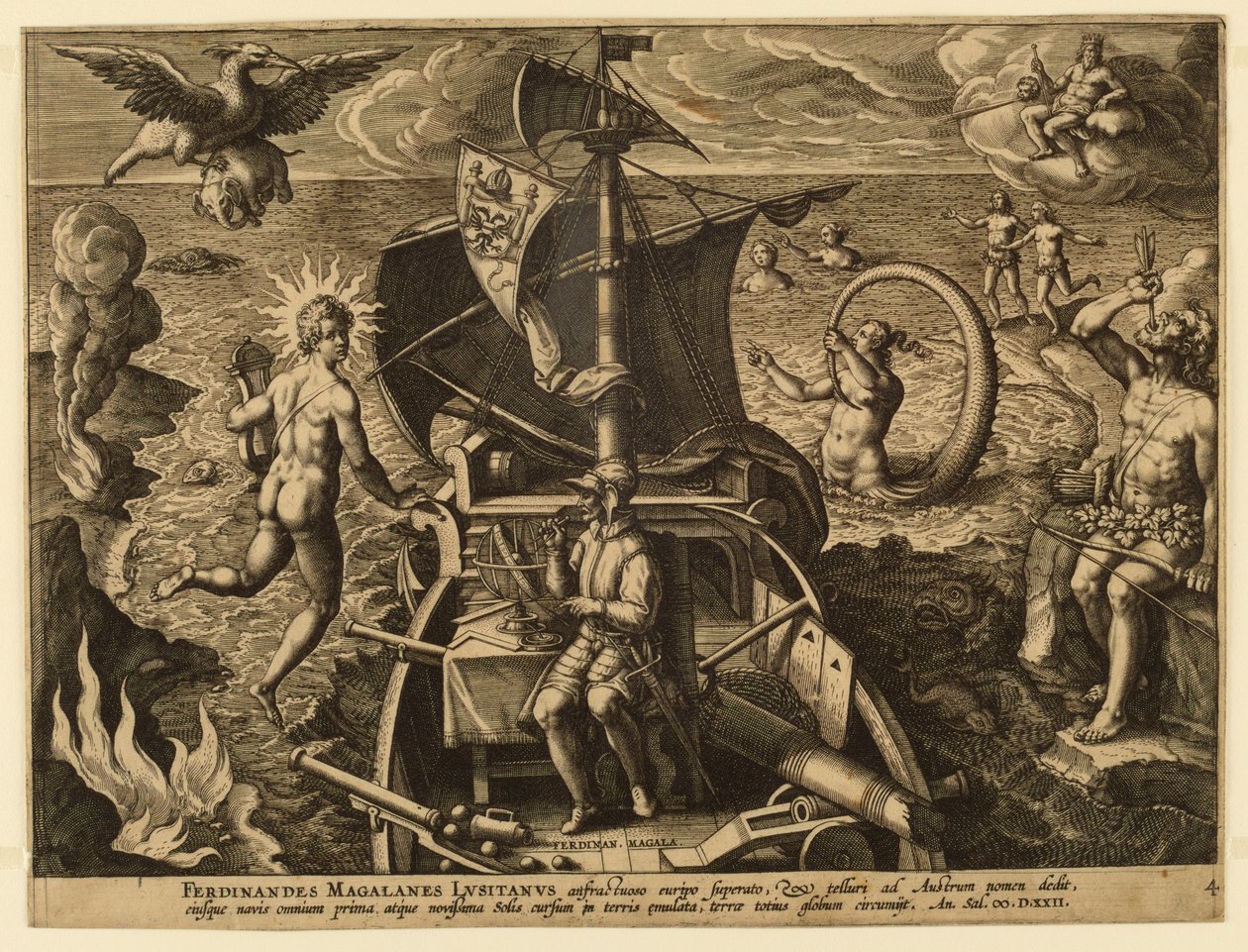 Ferdinandus Magalanes, Portekizce, "America Revetio"dan 4. plaka by Jan van der Straet, called Stradanus