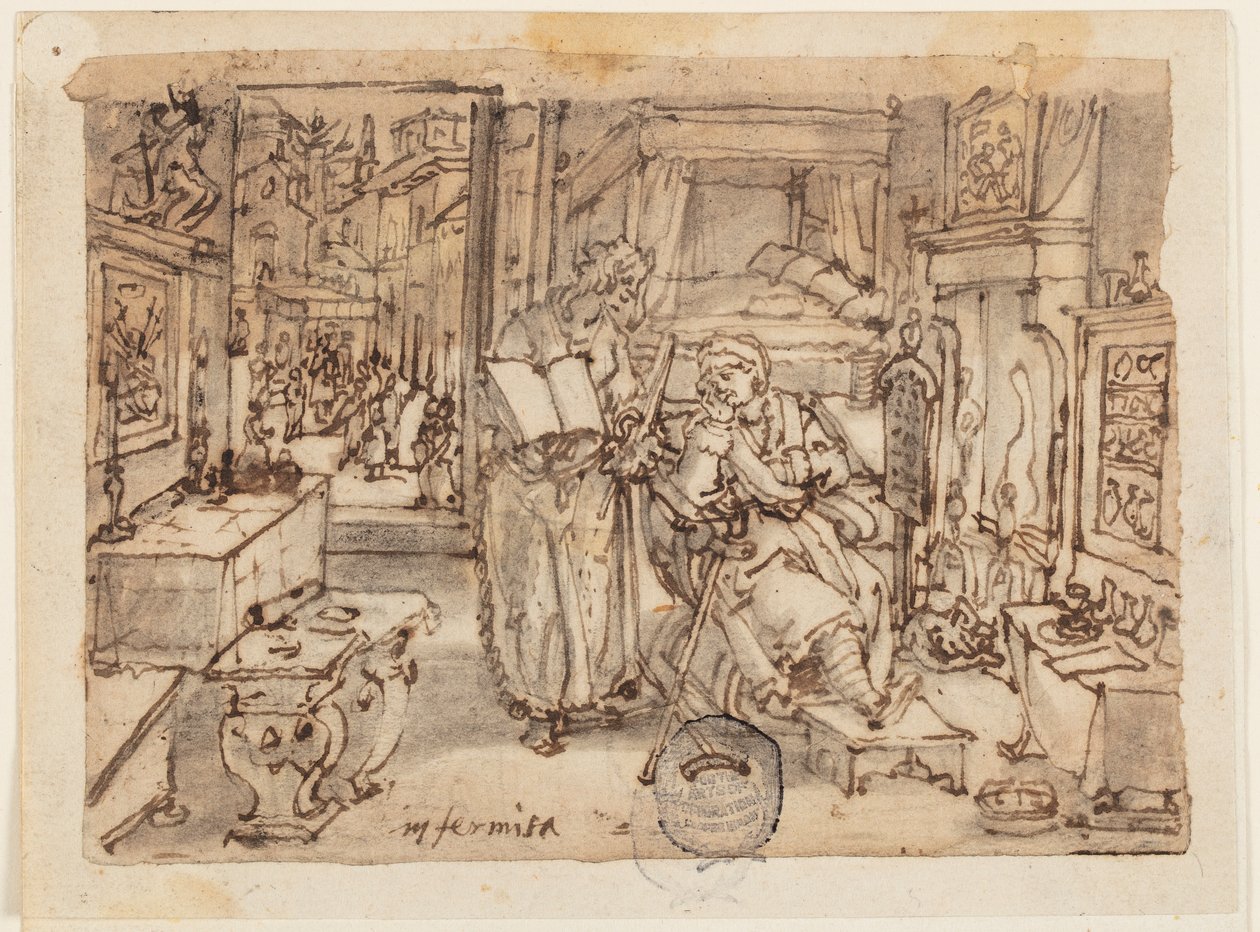 Bir eskiz defteri sayfası; sakatlık by Jan van der Straet, called Stradanus