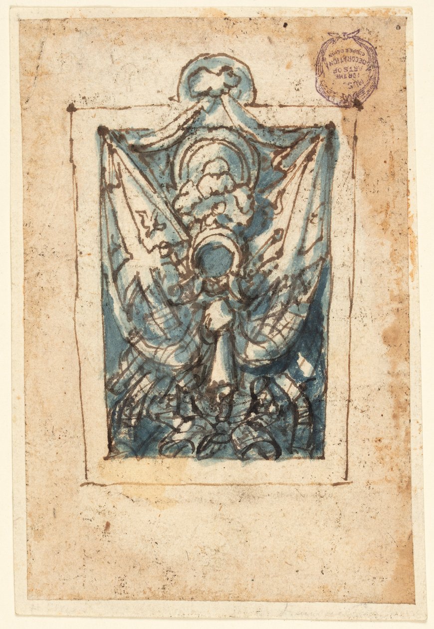 Bir eskiz defteri sayfası; silah kupası by Jan van der Straet, called Stradanus