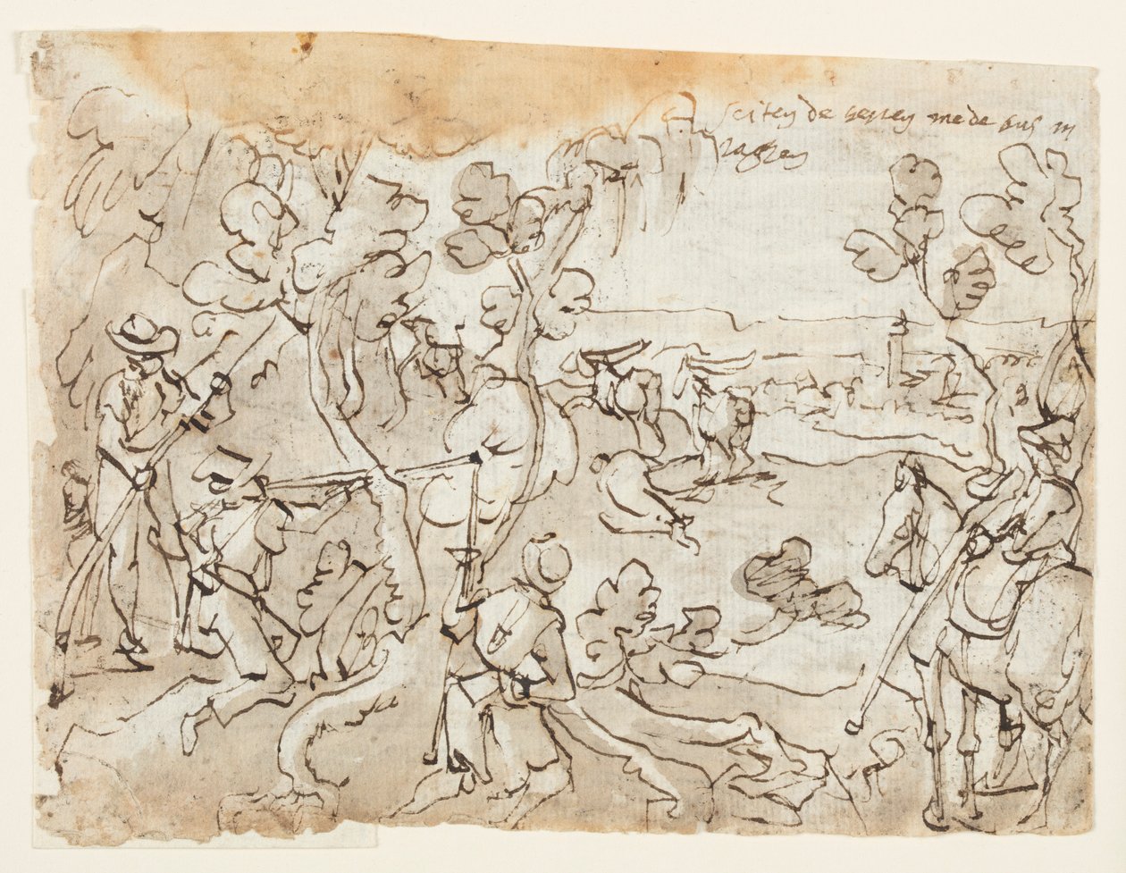 Antilop Avı ile Eskiz Defteri Sayfası by Jan van der Straet, called Stradanus