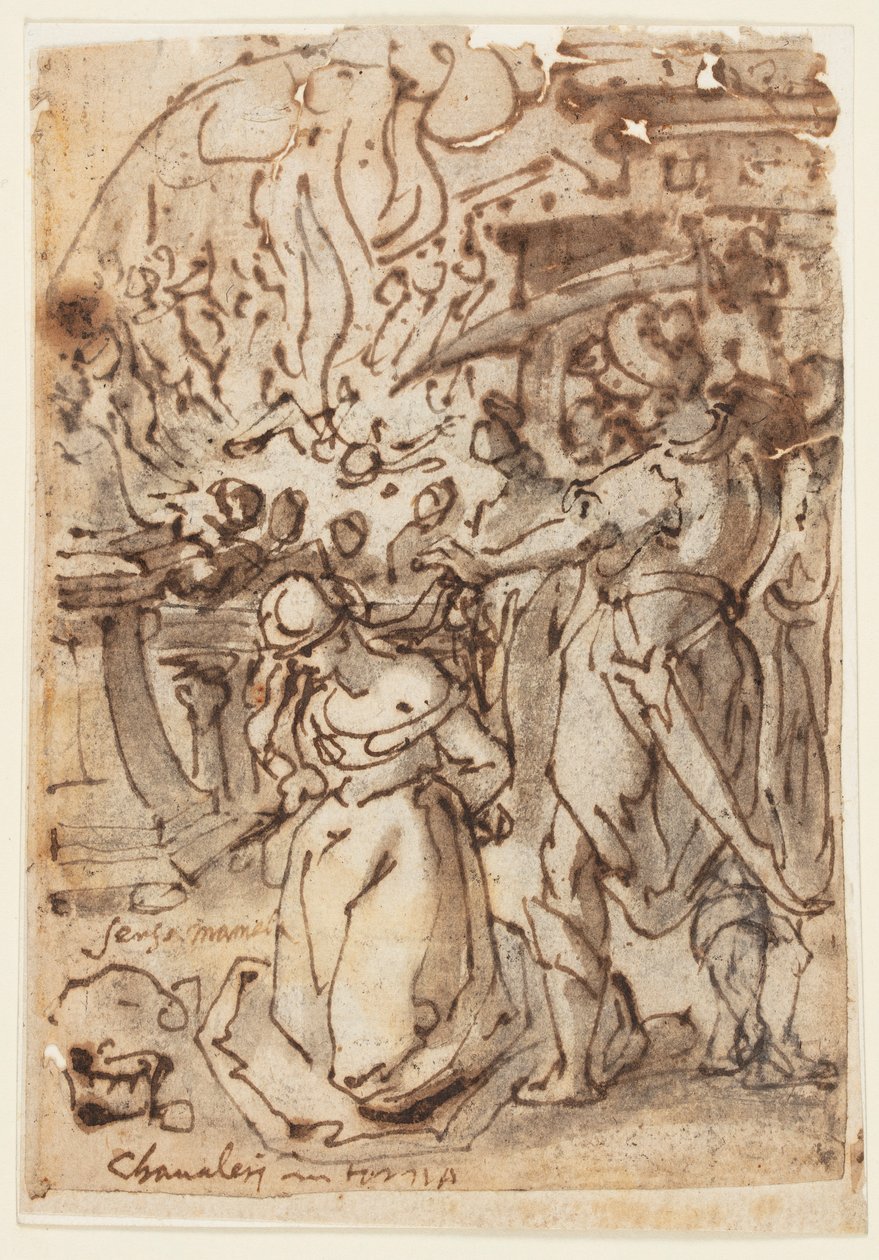Bir Kadın Şehidin Kafasının Kesildiği Eskiz Defteri Sayfası by Jan van der Straet, called Stradanus