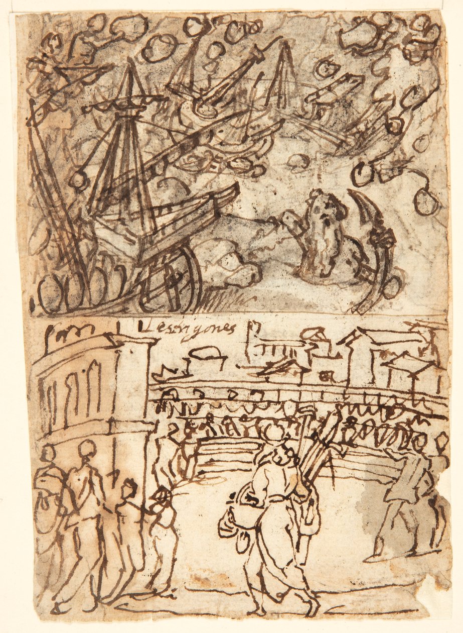 Tepegözlü Eskiz Defteri Sayfası by Jan van der Straet, called Stradanus