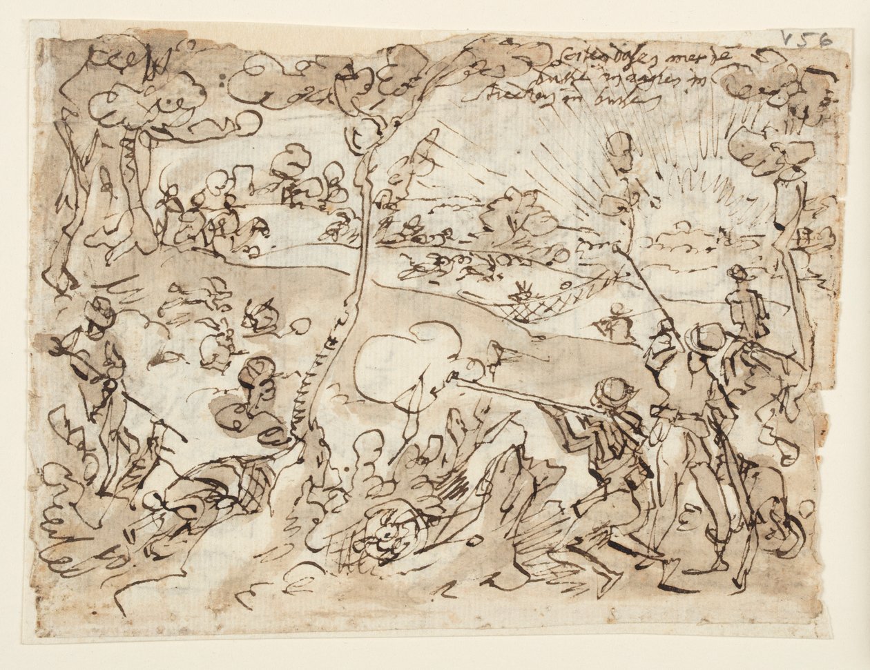 Tavşan Avı ile Eskiz Defteri Sayfası by Jan van der Straet, called Stradanus