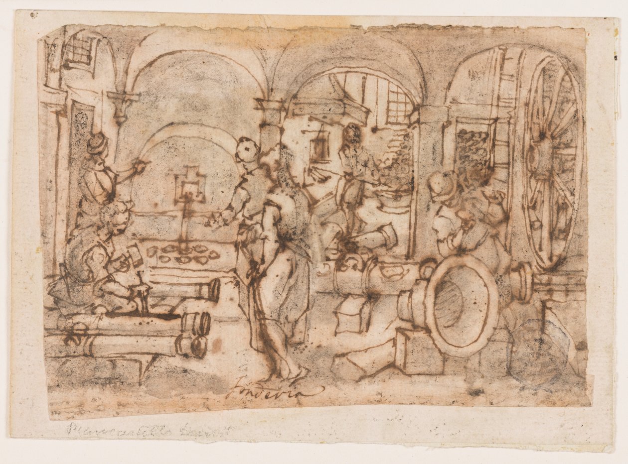 Barutun İcadı, "Pulvis Pyrius" için tasarım, pl. Nova Reperta (Modern Zamanların Yeni Buluşları) baskı serisinde 3. by Jan van der Straet, called Stradanus