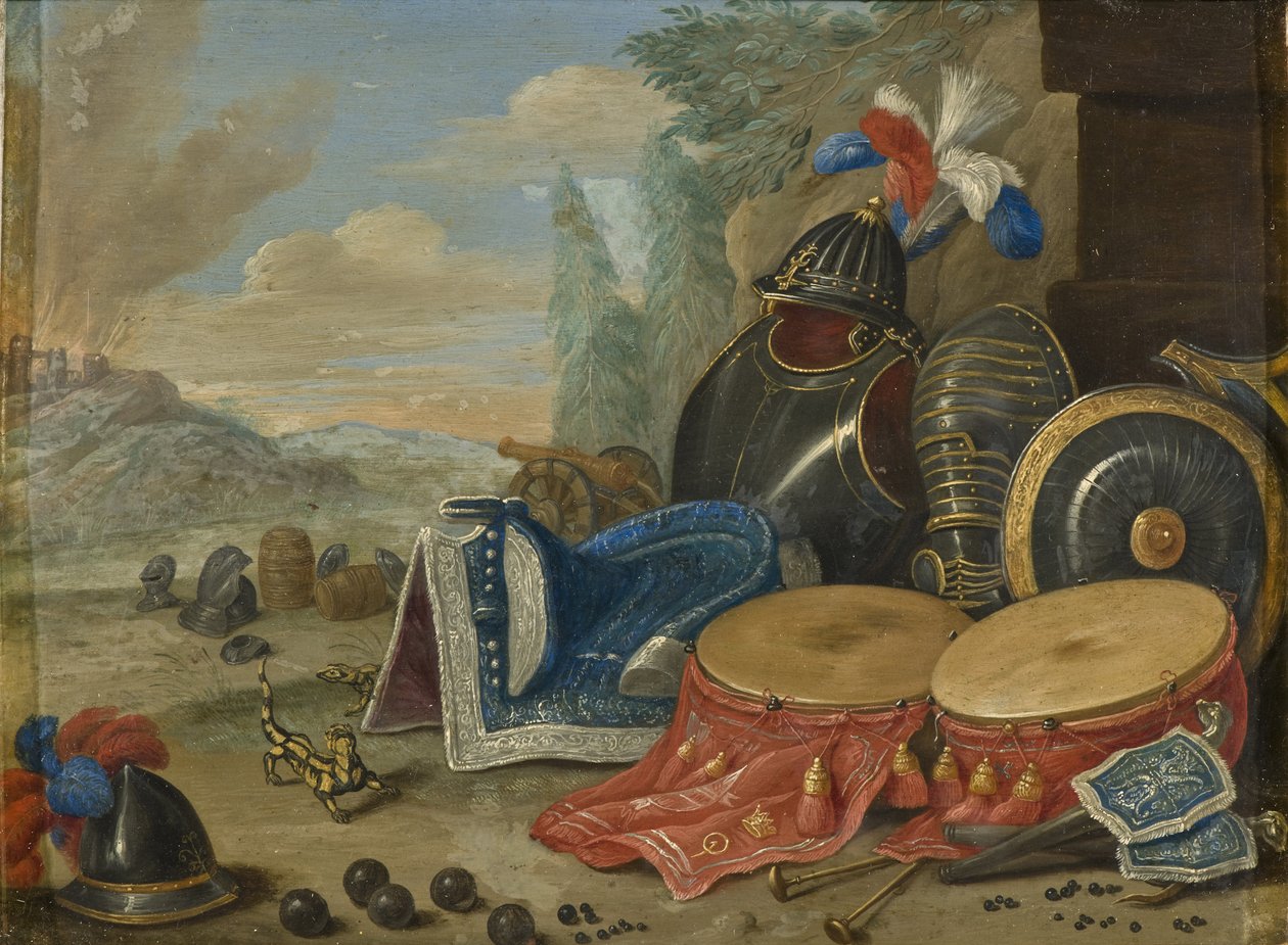 Amblemler de guerre - Savaş Amblemleri, Kessel, Jan van, the Elder (1626-1679). Bakır üzerine yağ. Ebat : 19x25 cm. Ulusal Müze Stockholm by Jan van the Elder Kessel
