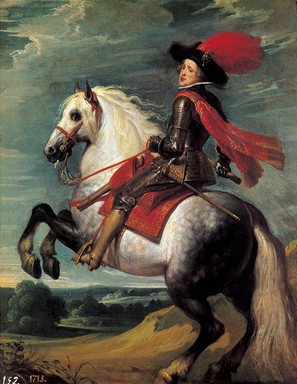 Philip IV'ün atlı portresi. Philip IV (1605-1665), İspanya Kralı 20 yaşında temsil edildi. Jan van Kessel tarafından yapılan resim I dit Le Vieux (1626-1679) by Jan van the Elder Kessel