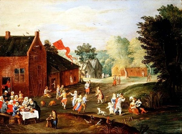 Köyde Ziyafet Eden Köylüler by Jan van the Elder Kessel
