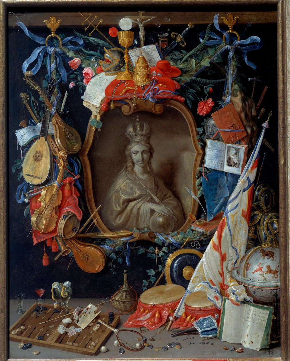 Vanite sembollerle çevrili bakire. Jan I Kessel tarafından yapılan tablo Yaşlı Adam (1626 - 1679) by Jan van the Elder Kessel