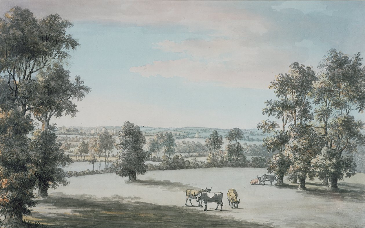 Güneyden Oxford, 1786 (kağıt üzerinde kalem & mürekkep & wc) by Jane Mary Oglander