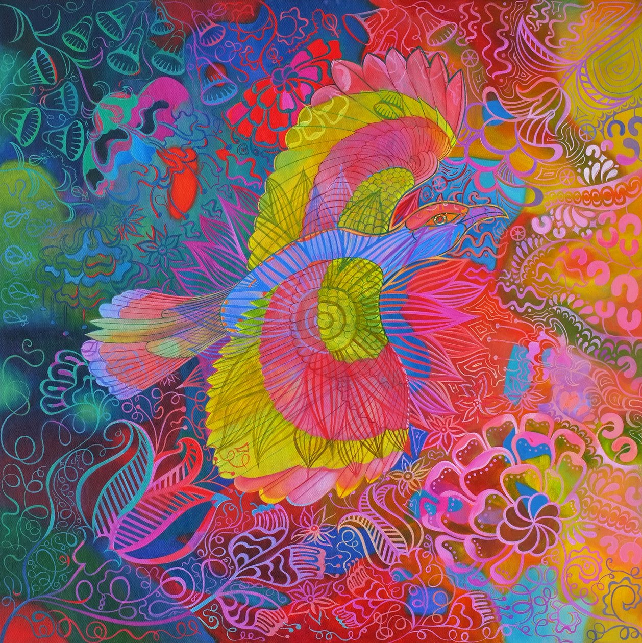 Uçan Hintli roller kuş, 2013, by Jane Tattersfield