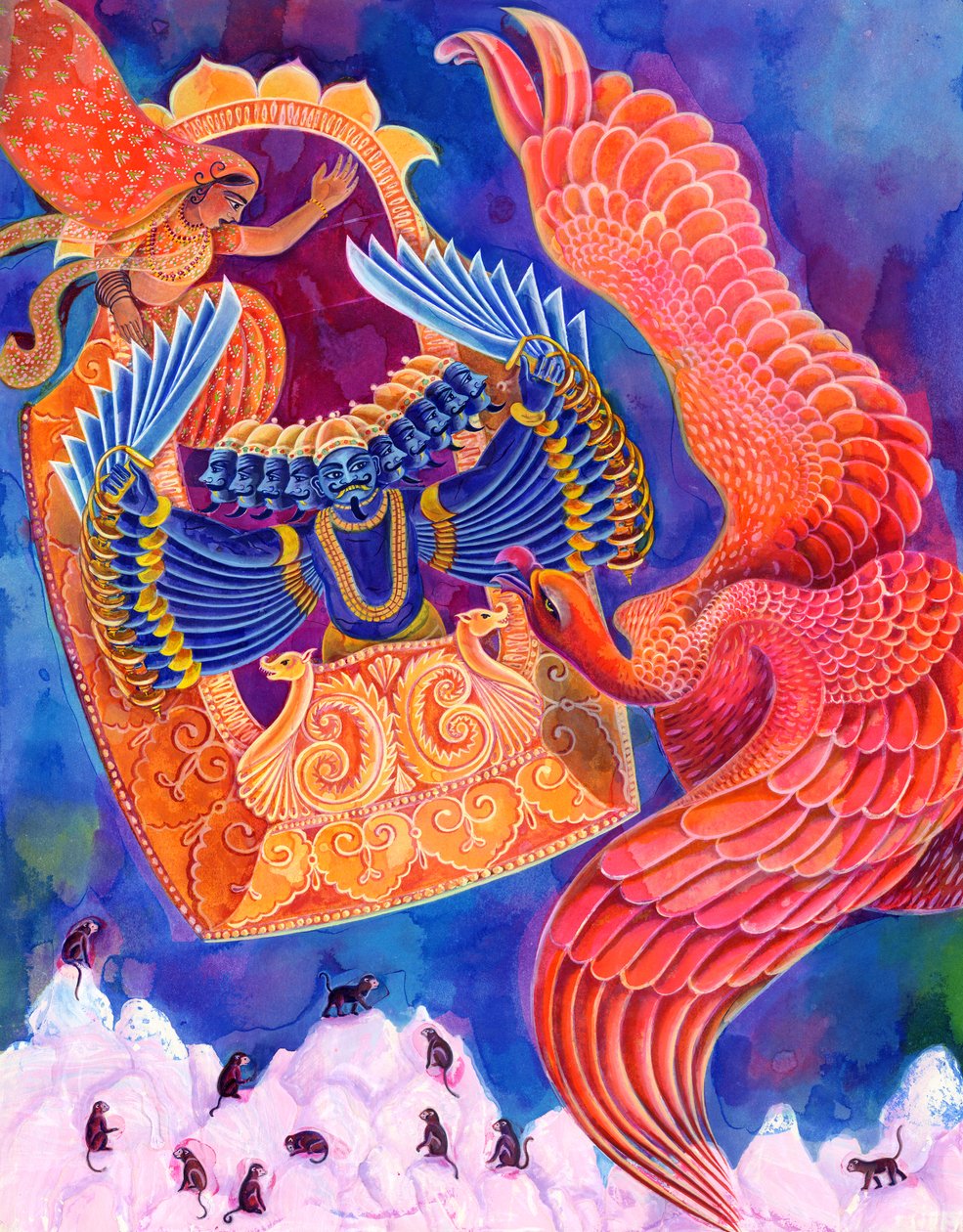 Ram ve Sita, 1999, (mürekkep ve guaj) by Jane Tattersfield