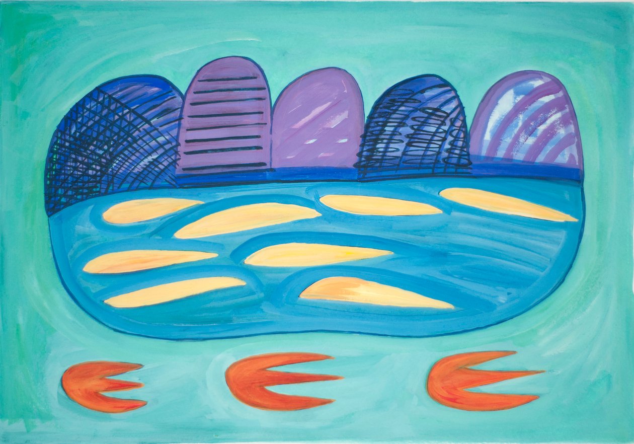 Mountains and Loch, 2015 (sulu boya ve guaj) by Janet McKenzie