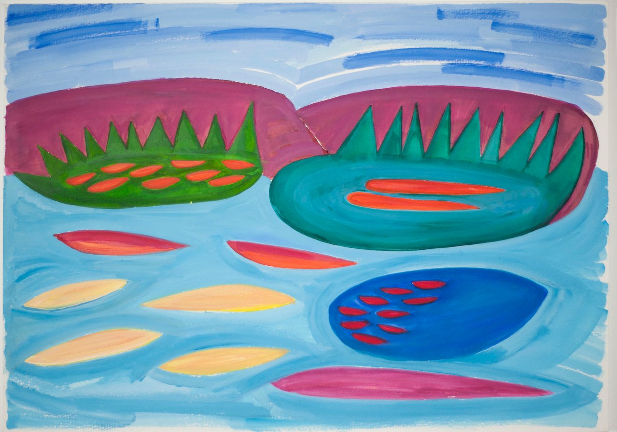 Dağlar ve Havuzlar, 2015 (sulu boya ve guaj) by Janet McKenzie