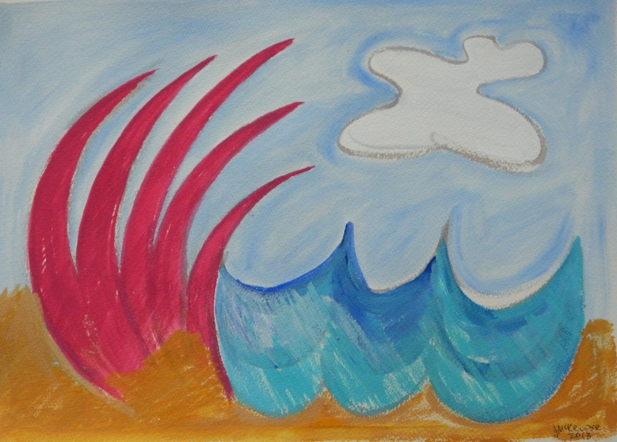 Wormiston denizi, 2013 (kağıt üzerine guaj ve sulu boya) by Janet McKenzie