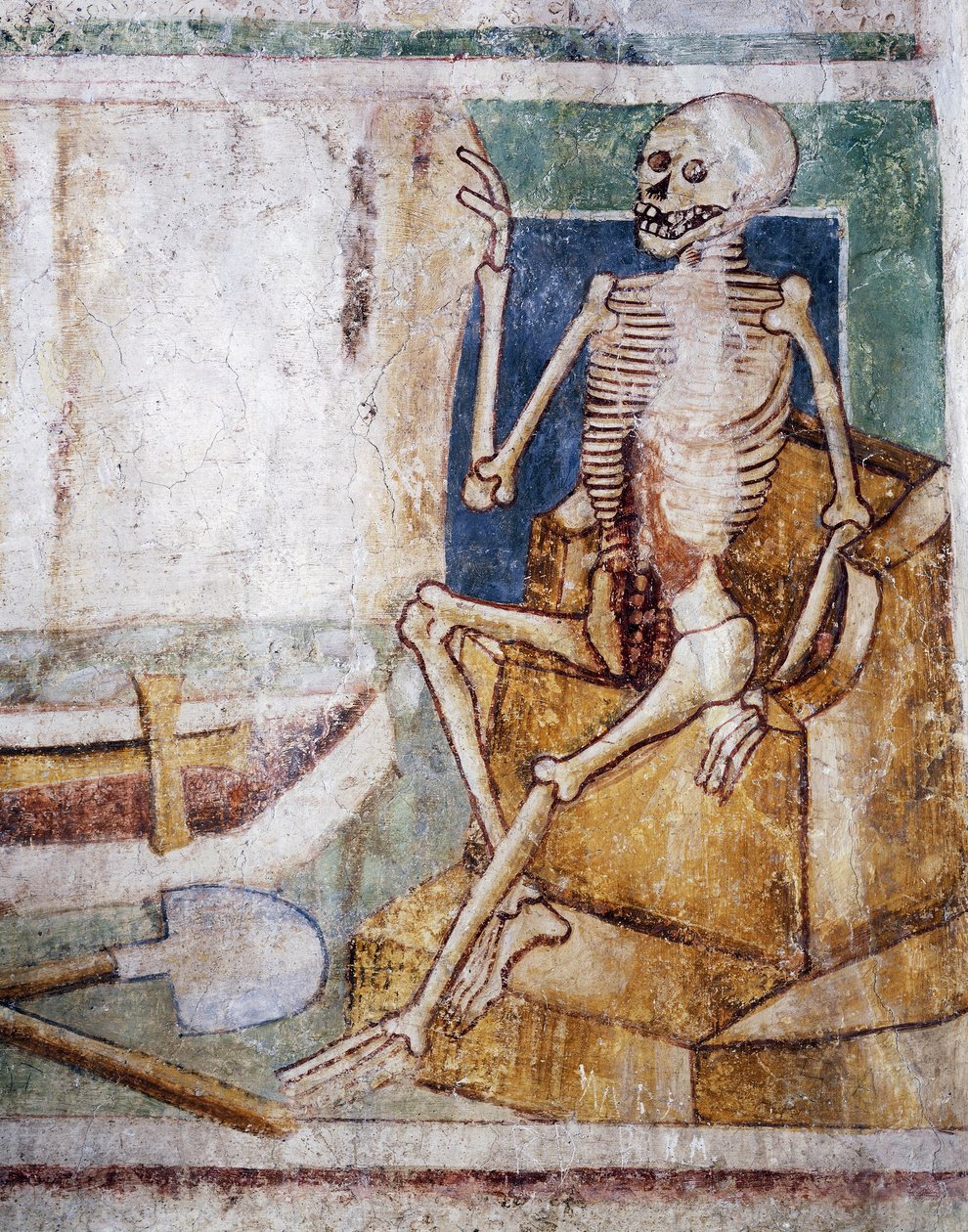 Hrastovlje müstahkem kilise, Trinity Kilisesi, Ölüm açılış levhası, Ölüm Dansı (1490), Janez Iz Kastva, Slovenya tarafından fresklerden detay by Janez Kastav